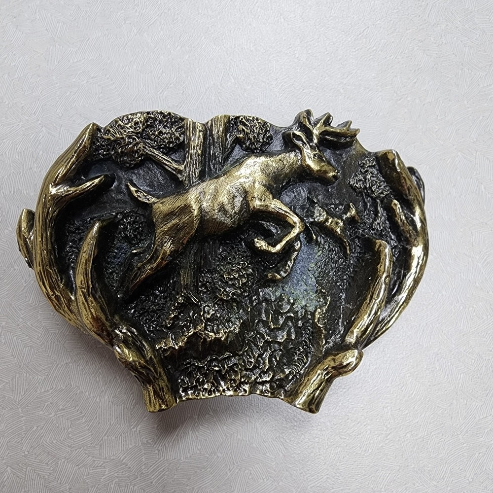 Vintage 1982 The Great American Buckle Co Leaping Stag Belt Buckle Made in USA